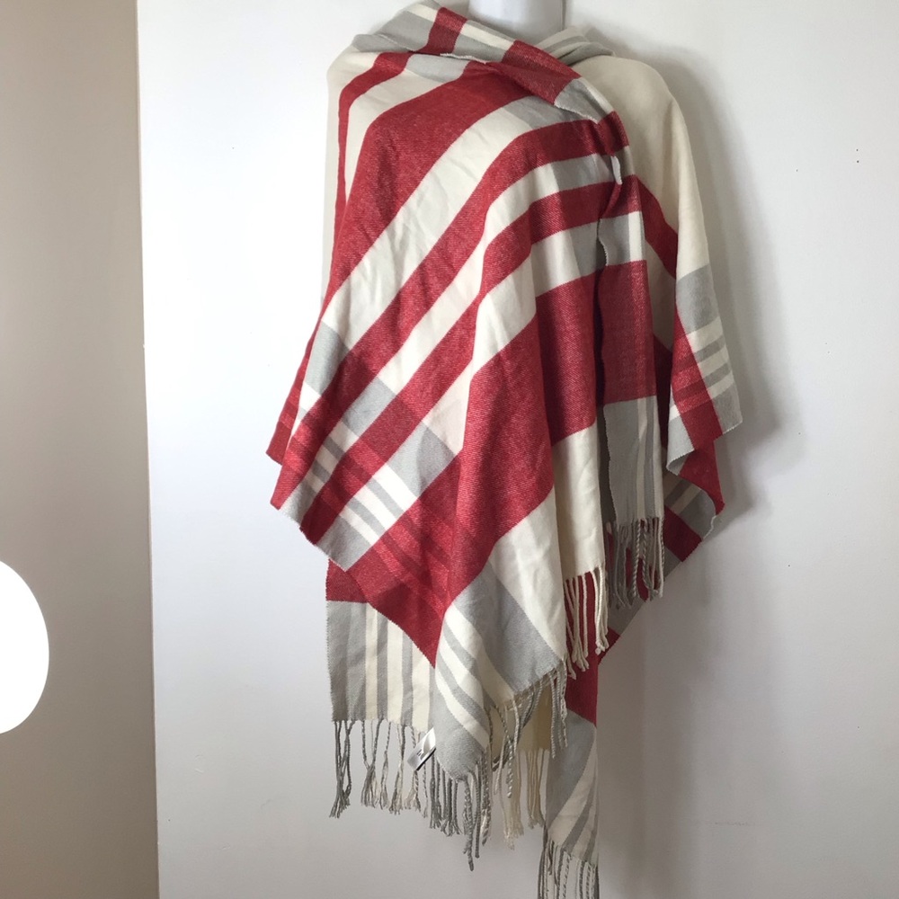 GAP Red, Cream & Gray Striped Holiday Throw